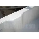 左舷側のゲルコートにクモの巣状のヒビ