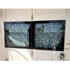 外から見たキャビン出入口のカーテン